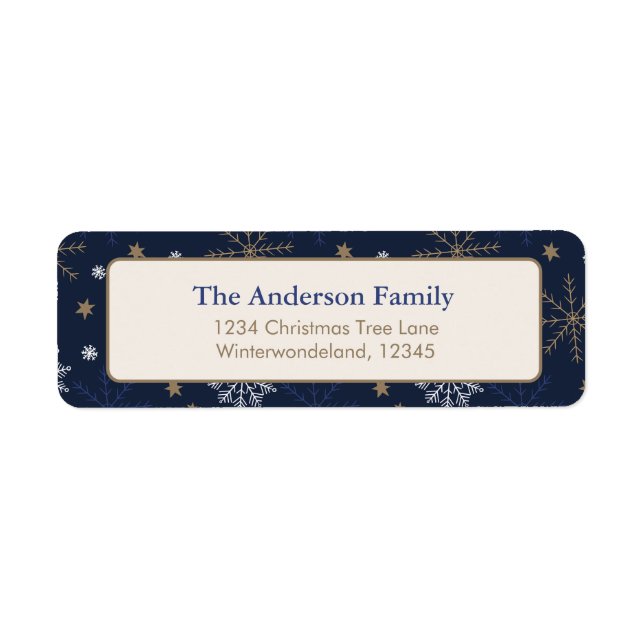 Étiquette Elegant Snowflake Pattern  Dark Blue (Devant)