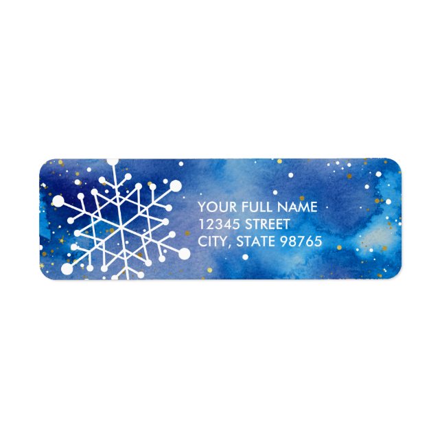 Étiquette Élégant Snowflakes Blue Purple Aquarelle Adresse (Devant)