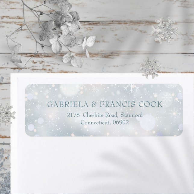 Étiquette Élégant Snowflakes hiver Adresse de retour (Elegant Winter Snowflakes Return Address Label)