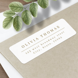 Étiquette Elegant stylish gold minimalist return address