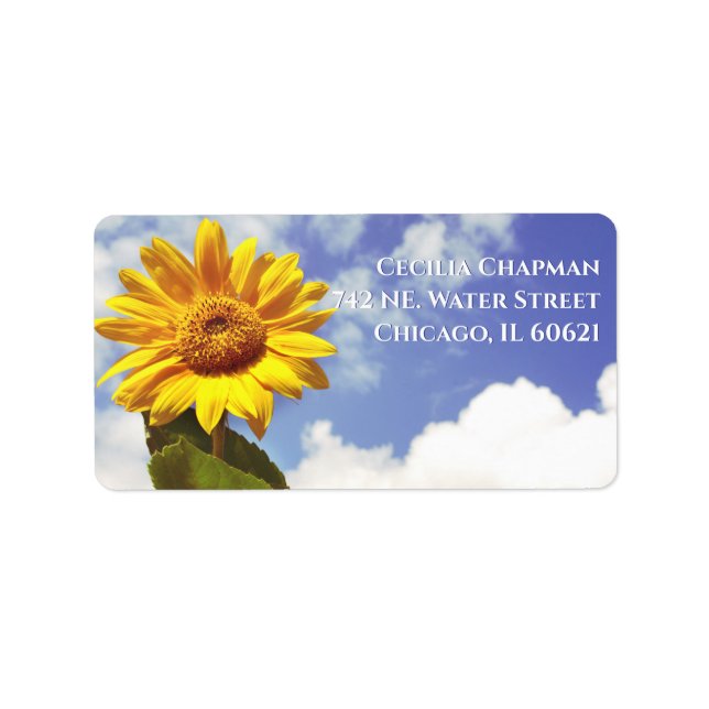Étiquette Elégant Sunflower Boho Personnalisé Adresse de ret (Devant)