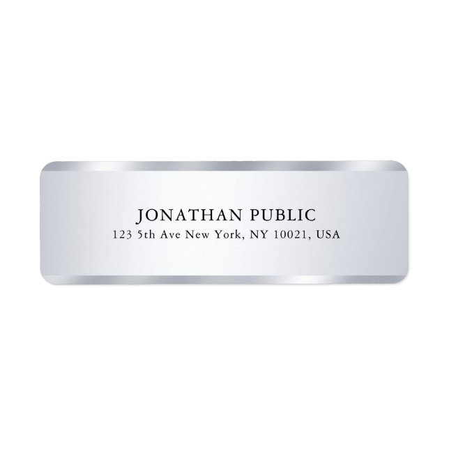 Étiquette Elégant sur mesure Argent Look Moderne Simple Modè (Devant)