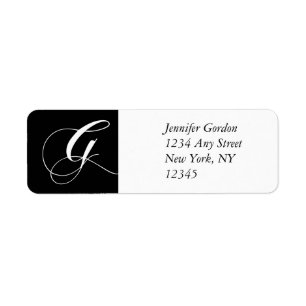 Étiquette Élégant Swirl Monogram G Adresse de retour Étiquet