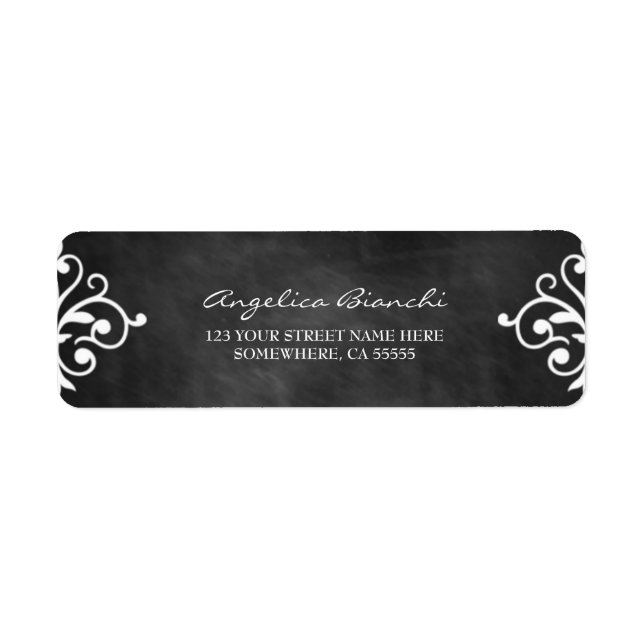 Étiquette Élégant Swirls Chalkboard Adresse de retour Étique (Devant)