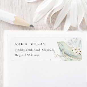 Étiquette Elegant Teal Gold Underwater Floral Fish Address