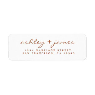 Étiquette Elegant TerraCotta Script Mariage Adresse de retou