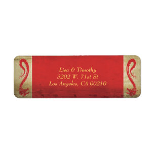Étiquette Elégant thème asiatique Mariage Dragon rouge