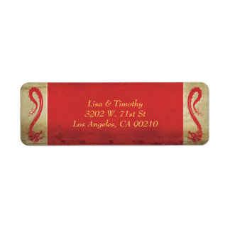 Étiquette Elégant thème asiatique Mariage Dragon rouge