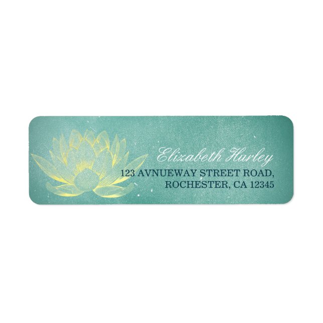 Étiquette Élégant Turquoise Gold Lotus Yoga instructeur de m (Devant)