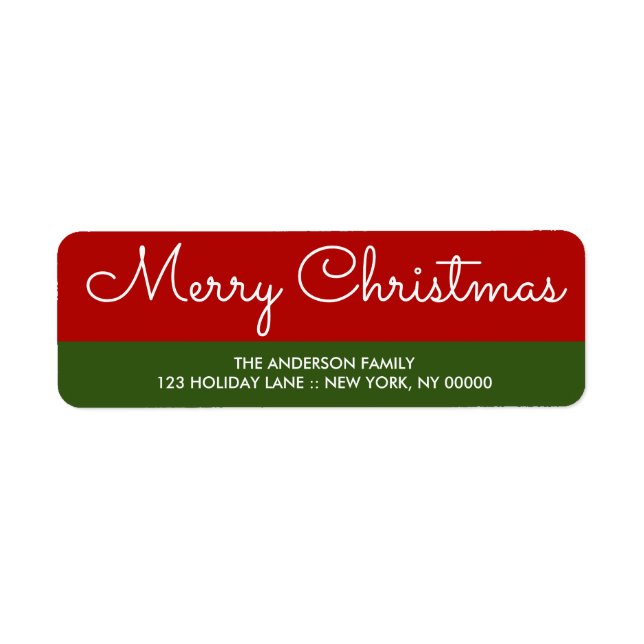Étiquette Élégant vert rouge Noël Adresse de retour Label (Devant)