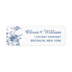 Étiquette Élégant Victorian Blue Floral Adresse de retour