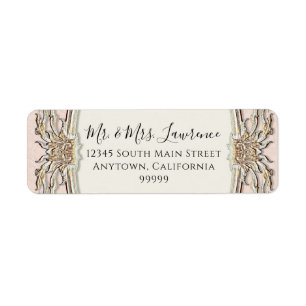Étiquette Élégant Victorien Formal Blush Pink n Gold Mariage