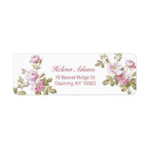 Étiquette Elegant Vintage Pink Roses