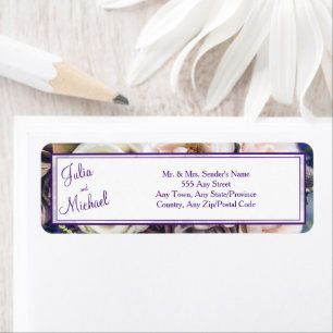 Étiquette Élégant violet Mariage Floral Adresse de retour