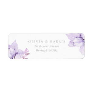 Étiquette Élégant violet Mariage Floral Adresse de retour