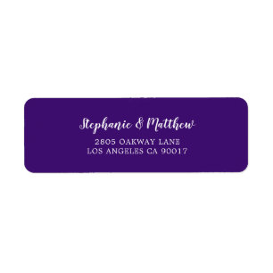 Étiquette Élégant violet violet blanc Mariage de script
