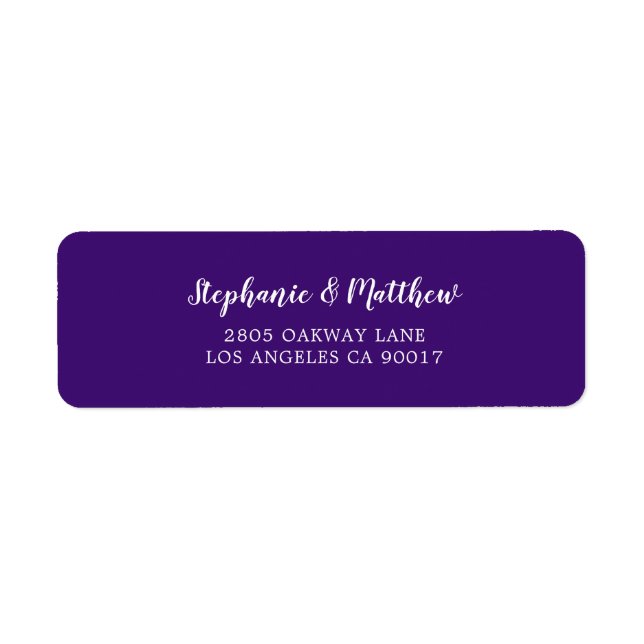 Étiquette Élégant violet violet blanc Mariage de script (Devant)