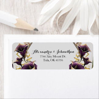 Étiquette Élégant Violet violet Calla Lilies Mariage Retour