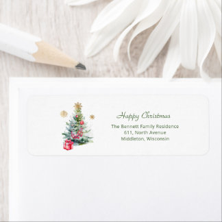 Étiquette Elegant Watercolor Botanical Return Address