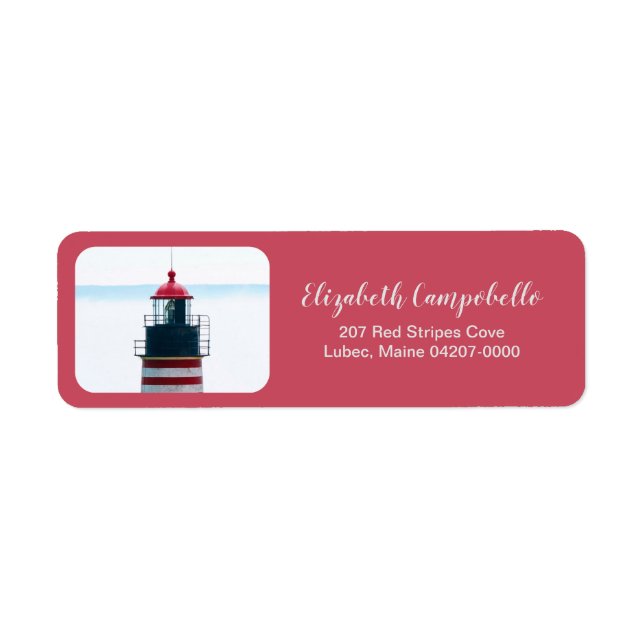 Étiquette Elegant West Quoddy Coral Lighthouse Adresse (Devant)