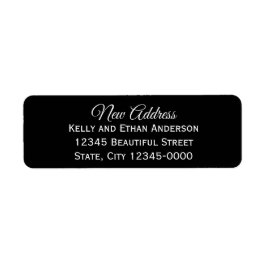 Étiquette Elegant White and Black New Address