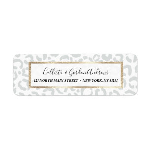Étiquette Elegant White Gray Leopard Cheetah Animal Print