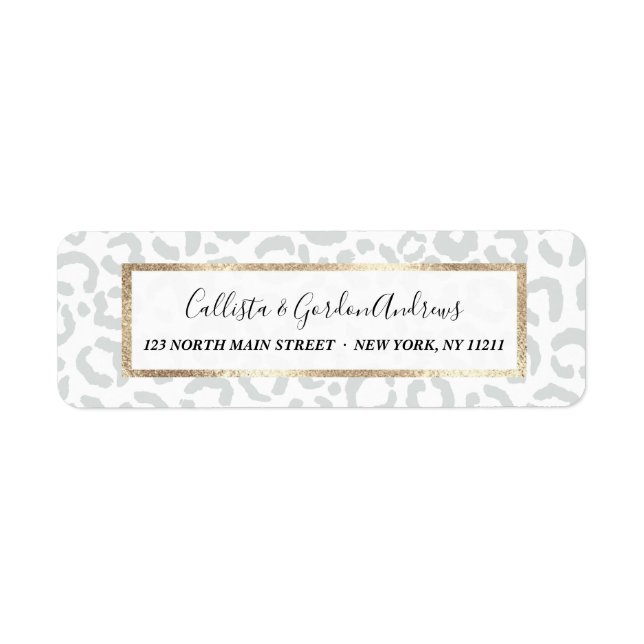 Étiquette Elegant White Gray Leopard Cheetah Animal Print (Devant)