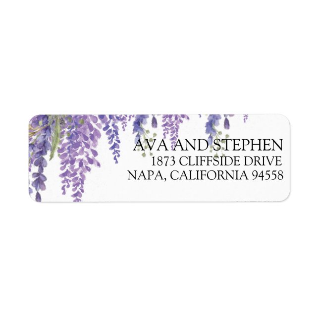 Étiquette Élégant Wisteria arbre Floral mauve (Devant)