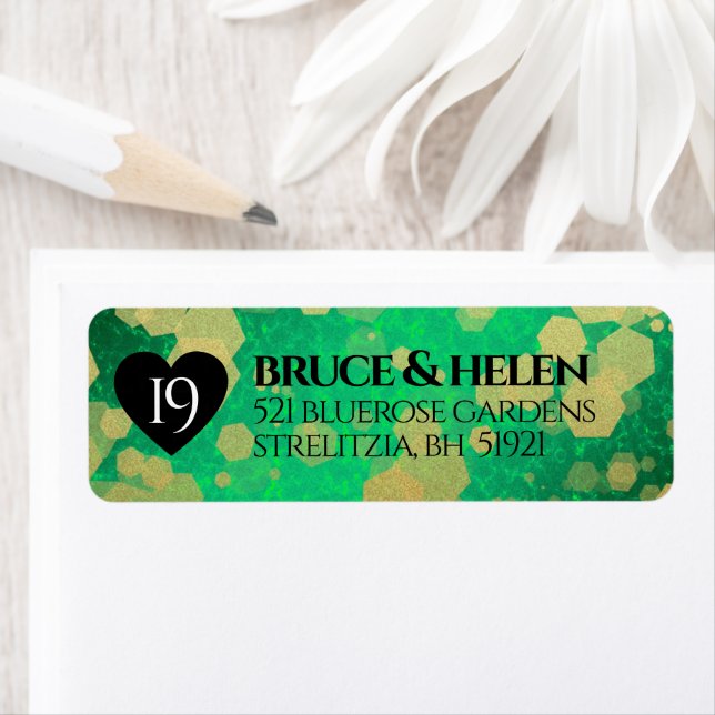 Étiquette Élégante 19e anniversaire du Mariage de Jade (En situation)