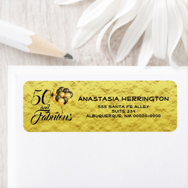 Étiquette Élégante 50e anniversaire Gold Foil Typographie no (En situation)
