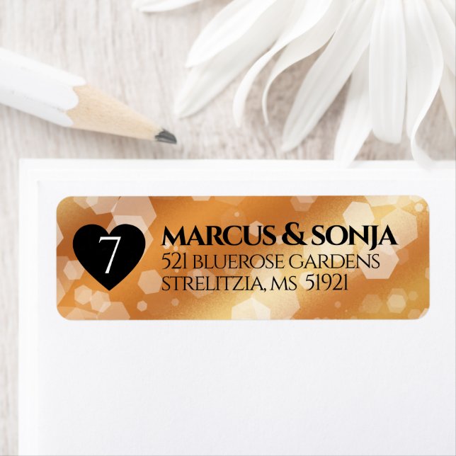 Étiquette Élégante 7ème anniversaire du Mariage de cuivre (En situation)