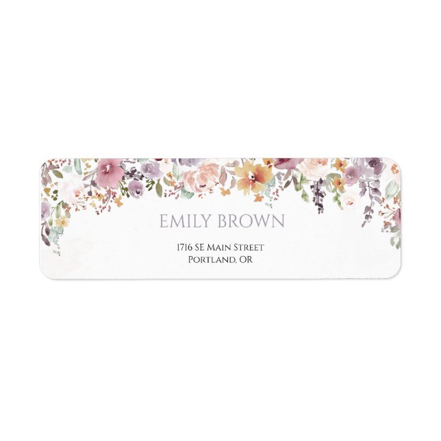 Étiquette Élégante adresse de douche de mariée Fleur sauvage (Devant)
