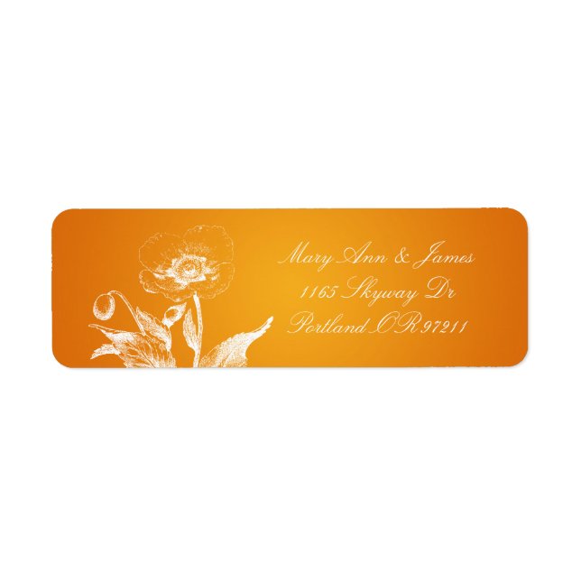Étiquette Élégante Adresse de mariage Poppy Orange (Devant)