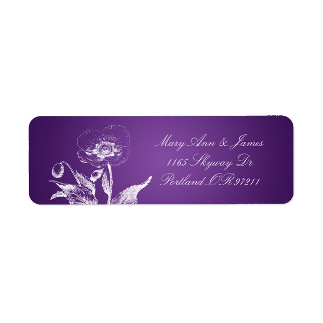 Étiquette Élégante adresse de mariage Poppy Purple (Devant)