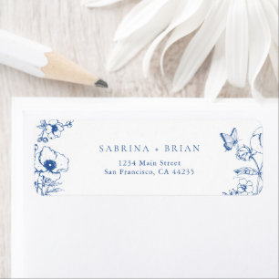 Étiquette Élégante Adresse de Retour de Mariage Florale Roya