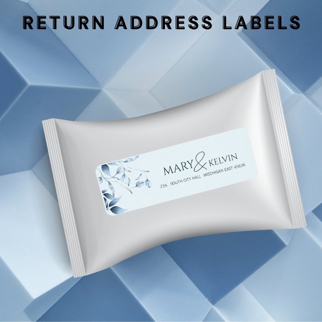 Étiquette Elégante adresse de retour mariage moderne chic bl (Créateur téléchargé)
