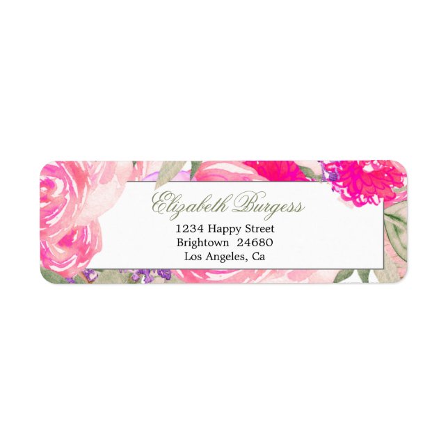 Étiquette Élégante Adresse de retour personnelle rose (Devant)