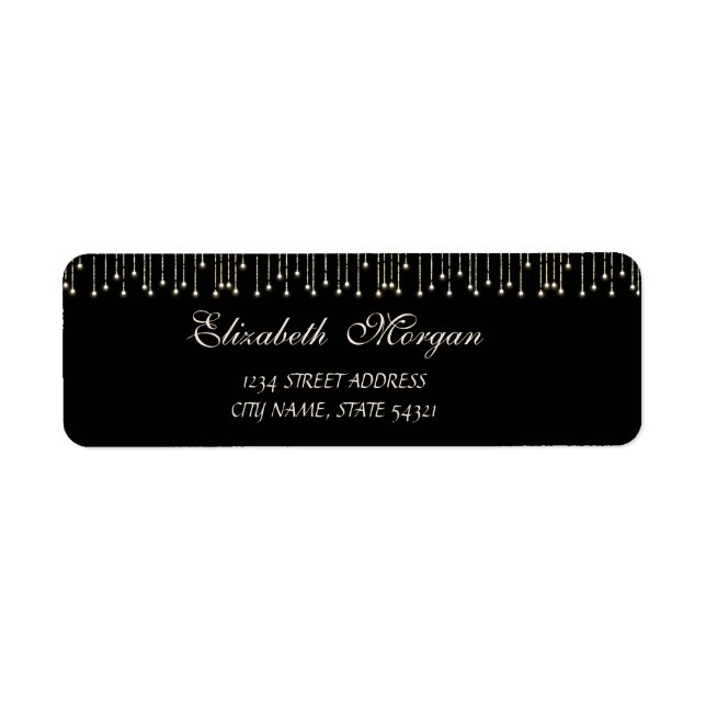 Étiquette Élégante adresse noire sophistiquée (Devant)