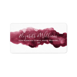 Étiquette Elégante aquarelle Bourgogne et Mariage or