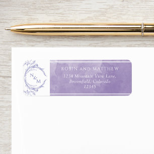 Étiquette Elégante aquarelle de lavande, Mariage de monogram