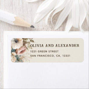 Étiquette Elégante aquarelle douce jardin fleuri mariage