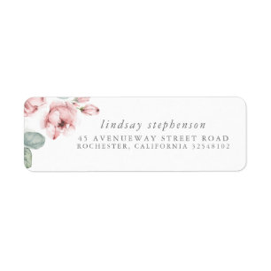 Étiquette Elégante aquarelle en fleur de Rose poussiéreux