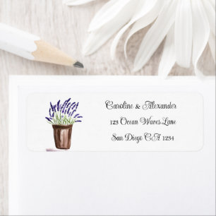 Étiquette Elégante Aquarelle Lavande Herbes Floral Mariage L