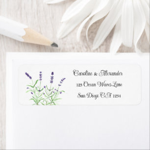 Étiquette Elégante Aquarelle Lavande Herbes Mariage Floral