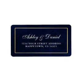 Étiquette Elégante aquarelle moderne Mariage or bleu