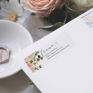 Étiquette Elégante aquarelle neutre et Mariage or floral
