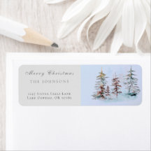 Elégante aquarelle pin de Noël Adresse de retour