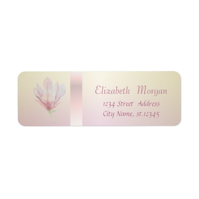 Étiquette Elégante Aquarelle romantique tendance Magnolia (Devant)
