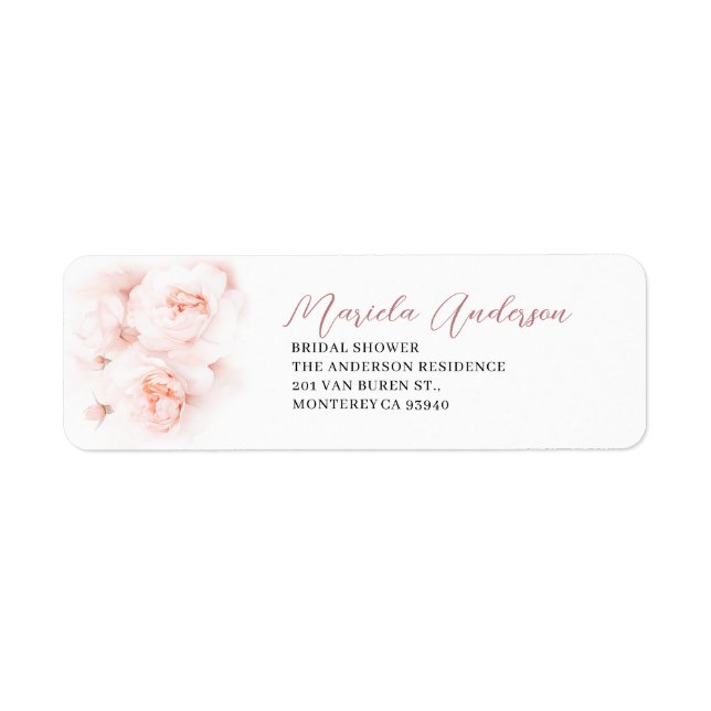 Étiquette Elégante aquarelle rose Fleur douche nuptiale (Devant)