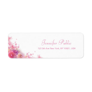 Étiquette Elégante aquarelle Rose Fleurs Moderne Simple